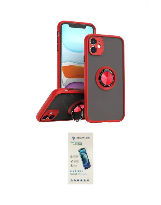 ieg™ iPhone 11 Kılıf Yörünge Çizgi - Şeffaf Pasifik Cam Ekran Koruyucu