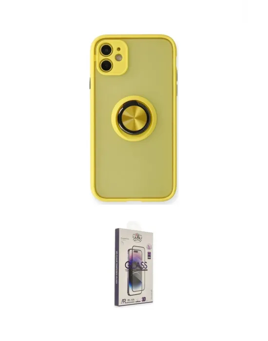 ieg™ iPhone 11 Kılıf Yörünge Çizgi - Siyah Bilvis 3D Cam Ekran Koruyucu