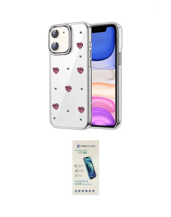 ieg™ iPhone 11 Kılıf Yörünge Form - Şeffaf Pasifik Cam Ekran Koruyucu