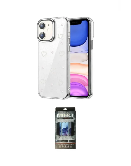 ieg™ iPhone 11 Kılıf Yörünge Form - Siyah 34D Hayalet Izgaralı Cam