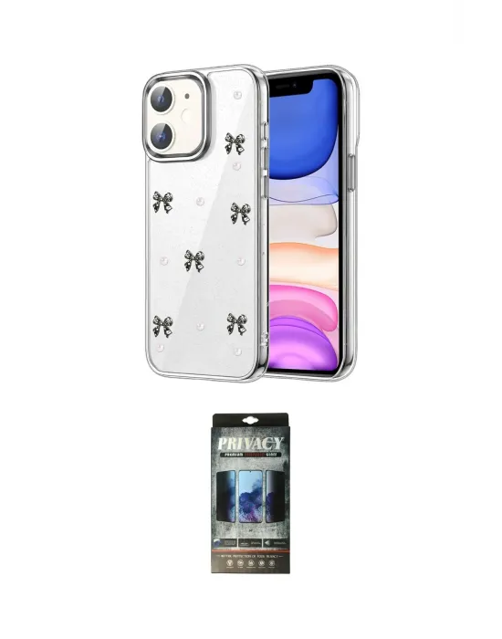 ieg™ iPhone 11 Kılıf Yörünge Form - Siyah 34D Hayalet Izgaralı Cam