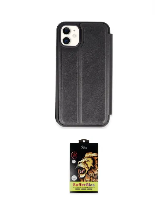 ieg™ iPhone 11 Kılıf Zirve Yansıma Serisi - Siyah Buffer Cam Ekran Koruyucu