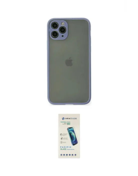 ieg™ iPhone 11 Pro Kılıf Ahenk Çizgi Serisi - Şeffaf Pasifik Cam Ekran Koruyucu
