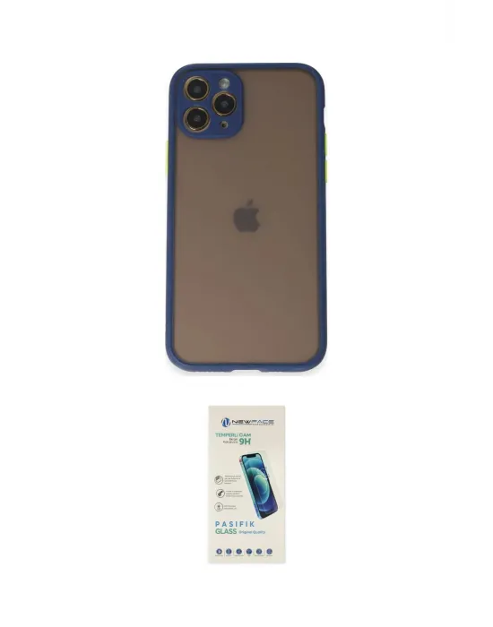 ieg™ iPhone 11 Pro Kılıf Ahenk Çizgi Serisi - Şeffaf Pasifik Cam Ekran Koruyucu
