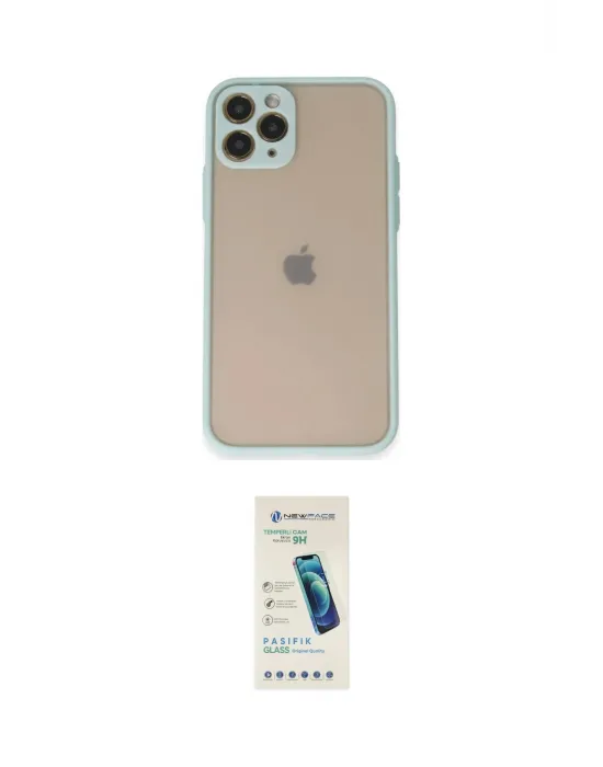 ieg™ iPhone 11 Pro Kılıf Ahenk Çizgi Serisi - Şeffaf Pasifik Cam Ekran Koruyucu