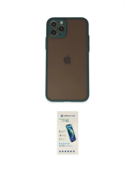 ieg™ iPhone 11 Pro Kılıf Ahenk Çizgi Serisi - Şeffaf Pasifik Cam Ekran Koruyucu