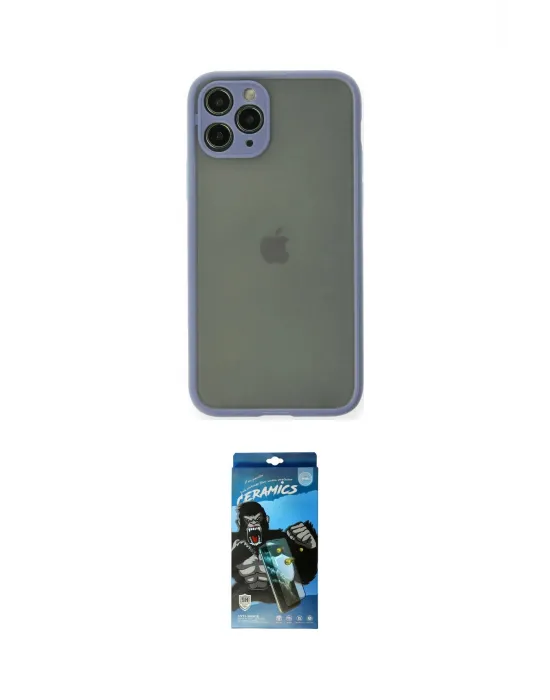 ieg™ iPhone 11 Pro Kılıf Ahenk Çizgi Serisi - Siyah 34D Izgaralı Cam