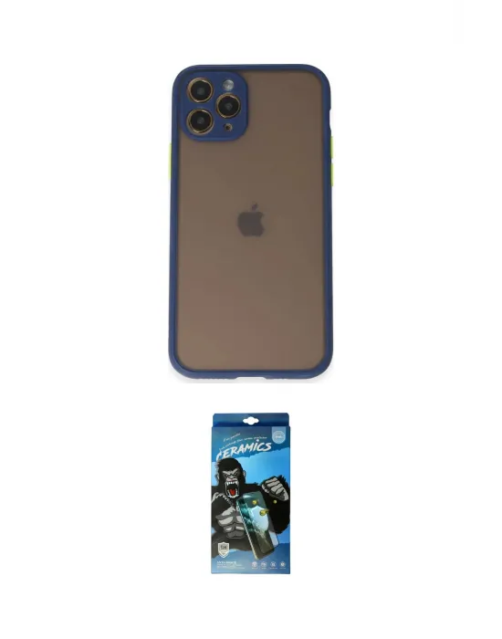 ieg™ iPhone 11 Pro Kılıf Ahenk Çizgi Serisi - Siyah 34D Izgaralı Cam