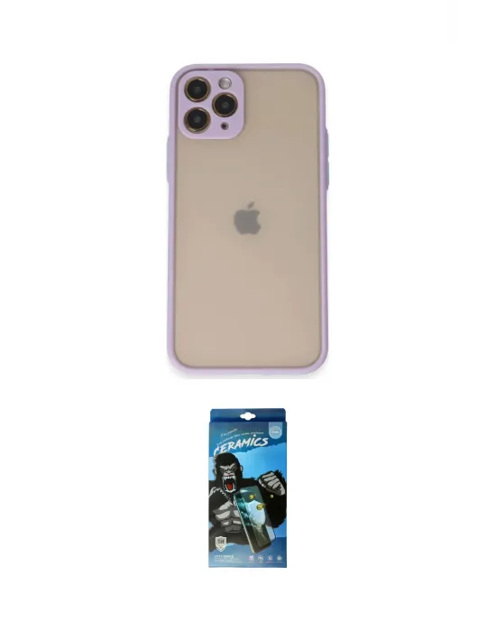 ieg™ iPhone 11 Pro Kılıf Ahenk Çizgi Serisi - Siyah 34D Izgaralı Cam