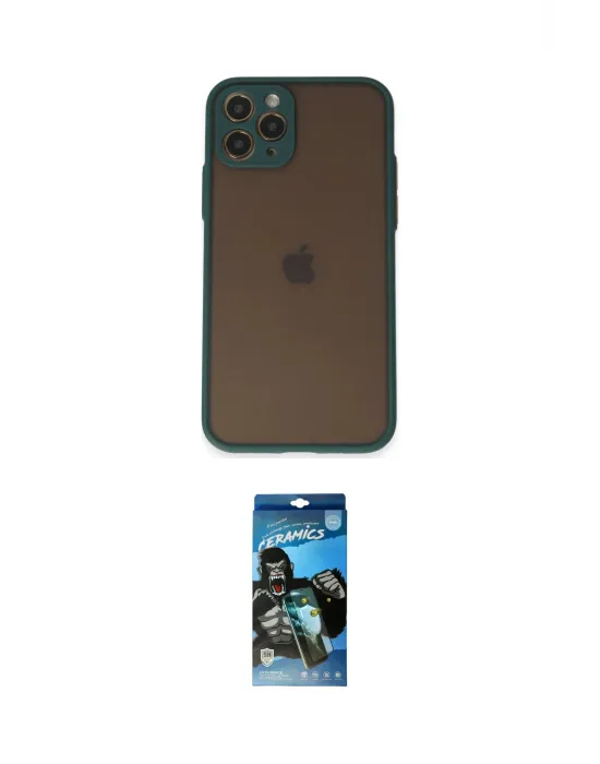 ieg™ iPhone 11 Pro Kılıf Ahenk Çizgi Serisi - Siyah 34D Izgaralı Cam