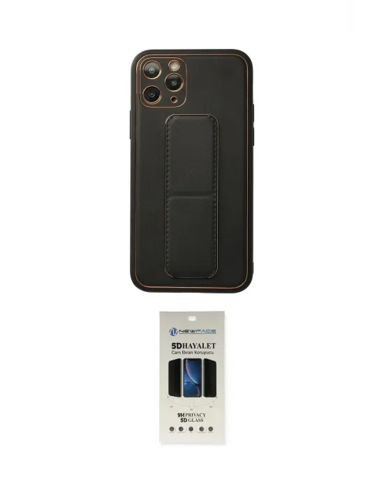 ieg™ iPhone 11 Pro Kılıf Akış Doku - Siyah 5D Hayalet Cam Ekran Koruyucu