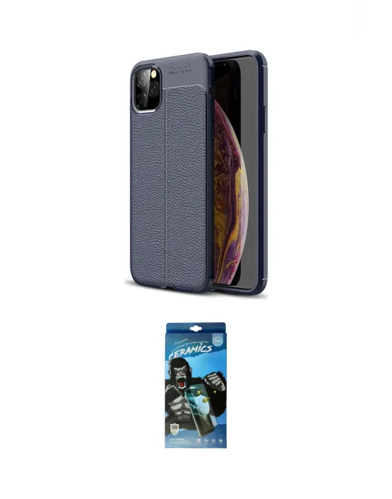 ieg™ iPhone 11 Pro Kılıf Doruk Klasik Özel Seri - Siyah 34D Izgaralı Cam