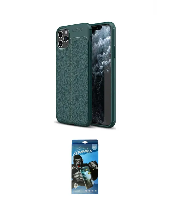 ieg™ iPhone 11 Pro Kılıf Doruk Klasik Özel Seri - Siyah 34D Izgaralı Cam