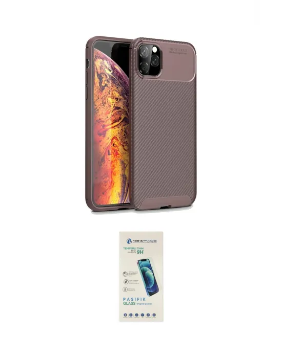 ieg™ iPhone 11 Pro Kılıf Eksen Form Prime - Şeffaf Pasifik Cam Ekran Koruyucu