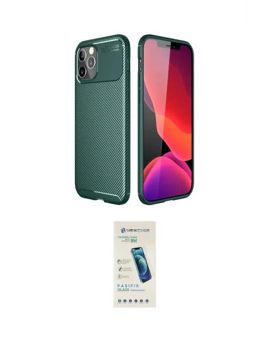 ieg™ iPhone 11 Pro Kılıf Eksen Form Prime - Şeffaf Pasifik Cam Ekran Koruyucu