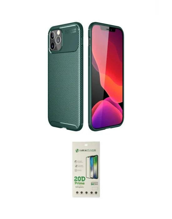 ieg™ iPhone 11 Pro Kılıf Eksen Form Prime - Siyah 20D Premium Cam Ekran Koruyucu