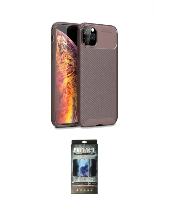 ieg™ iPhone 11 Pro Kılıf Eksen Form Prime - Siyah 34D Hayalet Izgaralı Cam