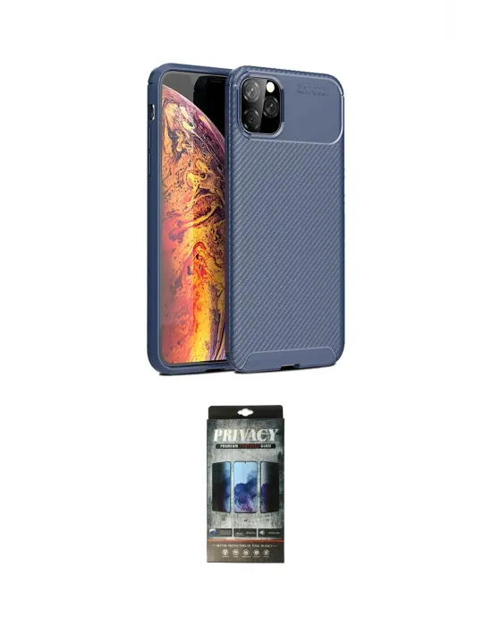 ieg™ iPhone 11 Pro Kılıf Eksen Form Prime - Siyah 34D Hayalet Izgaralı Cam