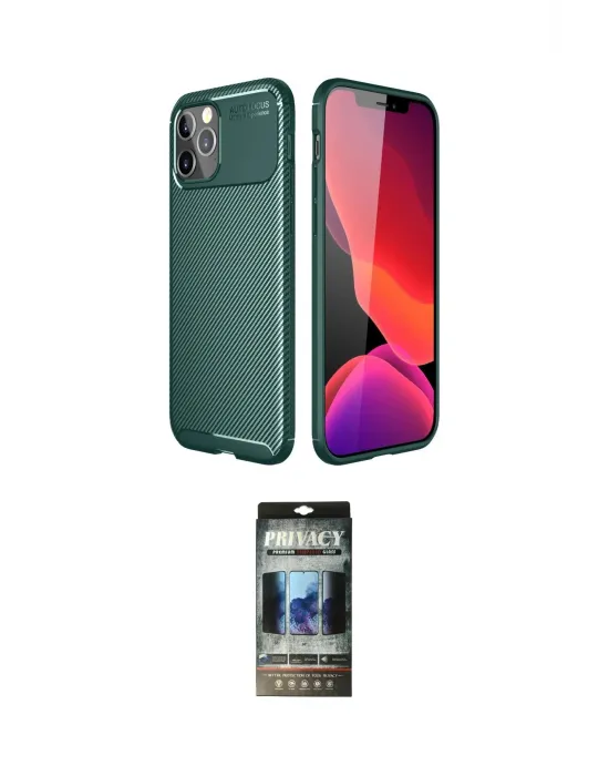 ieg™ iPhone 11 Pro Kılıf Eksen Form Prime - Siyah 34D Hayalet Izgaralı Cam