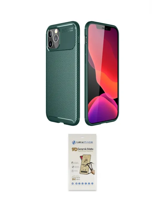 ieg™ iPhone 11 Pro Kılıf Eksen Form Prime - Siyah Mat Seramik Nano Ekran Koruyucu