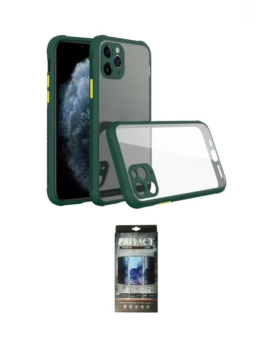 ieg™ iPhone 11 Pro Kılıf Nova Asil Özel Seri - Siyah 34D Hayalet Izgaralı Cam