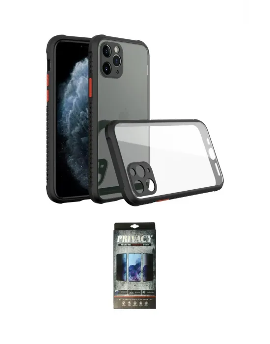 ieg™ iPhone 11 Pro Kılıf Nova Asil Özel Seri - Siyah 34D Hayalet Izgaralı Cam