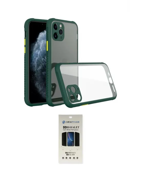 ieg™ iPhone 11 Pro Kılıf Nova Asil Özel Seri - Siyah 5D Hayalet Cam Ekran Koruyucu
