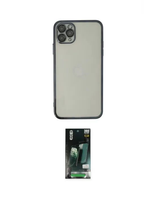 ieg™ iPhone 11 Pro Kılıf Vadi Minimal - Siyah 360 Mat Full Body Arka Koruyucu