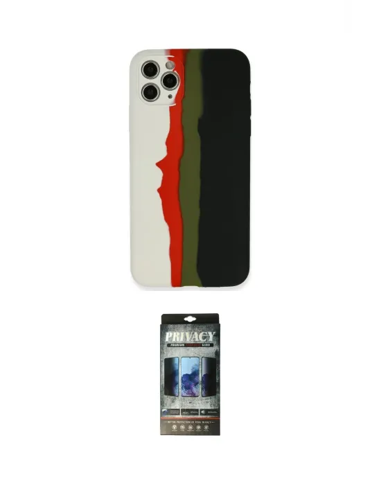 ieg™ iPhone 11 Pro Kılıf Yadigar Çizgi - Siyah 34D Hayalet Izgaralı Cam