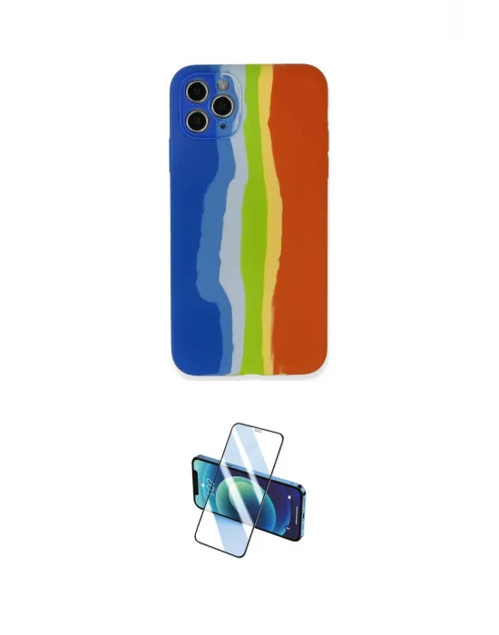 ieg™ iPhone 11 Pro Kılıf Yadigar Çizgi - Siyah 3D Antistatik Cam Ekran Koruyucu