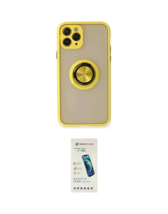 ieg™ iPhone 11 Pro Kılıf Yörünge Çizgi - Şeffaf Pasifik Cam Ekran Koruyucu