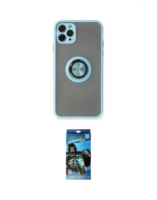 ieg™ iPhone 11 Pro Kılıf Yörünge Çizgi - Siyah 34D Izgaralı Cam