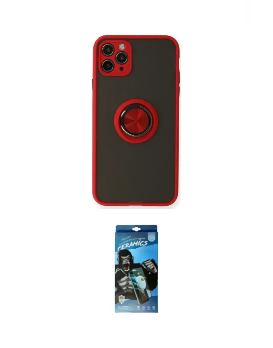 ieg™ iPhone 11 Pro Kılıf Yörünge Çizgi - Siyah 34D Izgaralı Cam