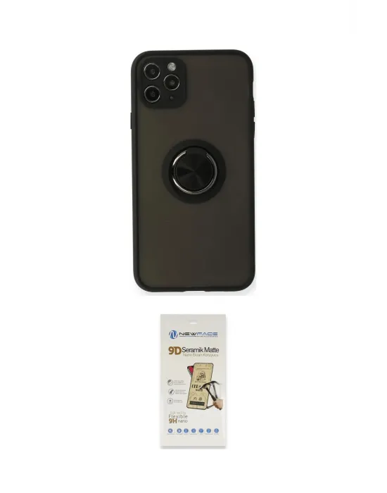 ieg™ iPhone 11 Pro Kılıf Yörünge Çizgi - Siyah Mat Seramik Nano Ekran Koruyucu