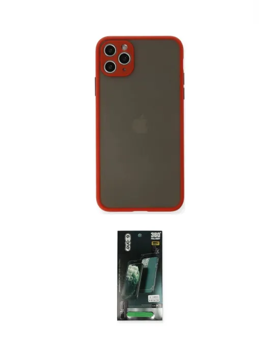 ieg™ iPhone 11 Pro Max Kılıf Ahenk Çizgi Serisi - Siyah 360 Mat Full Body Arka Koruyucu