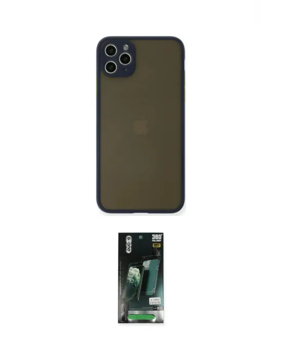 ieg™ iPhone 11 Pro Max Kılıf Ahenk Çizgi Serisi - Siyah 360 Mat Full Body Arka Koruyucu