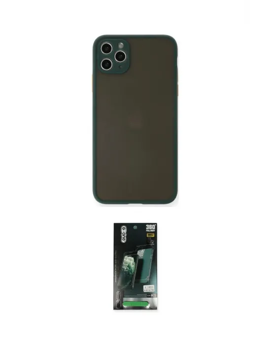 ieg™ iPhone 11 Pro Max Kılıf Ahenk Çizgi Serisi - Siyah 360 Mat Full Body Arka Koruyucu