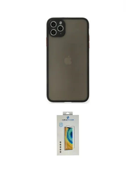 ieg™ iPhone 11 Pro Max Kılıf Ahenk Çizgi Serisi - Siyah Polymer Nano Ekran Koruyucu