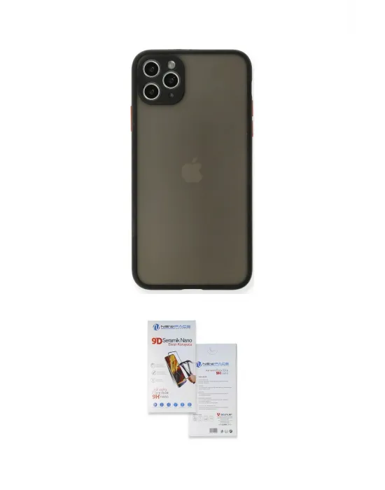 ieg™ iPhone 11 Pro Max Kılıf Ahenk Çizgi Serisi - Siyah Seramik Nano Ekran Koruyucu
