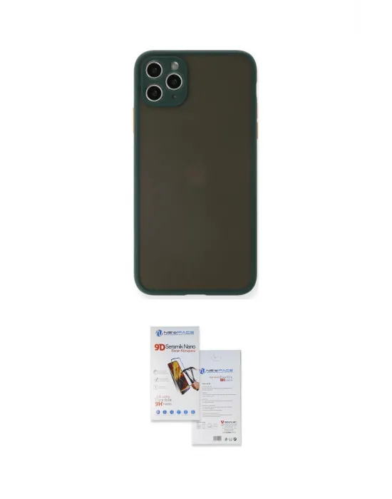 ieg™ iPhone 11 Pro Max Kılıf Ahenk Çizgi Serisi - Siyah Seramik Nano Ekran Koruyucu