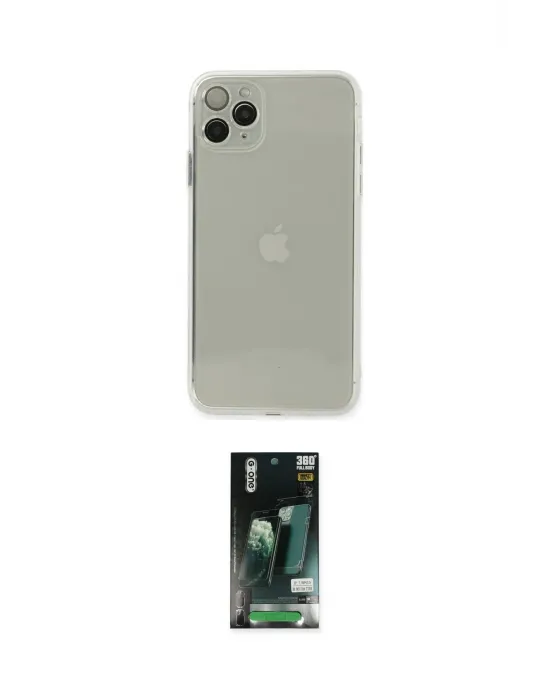 ieg™ iPhone 11 Pro Max Kılıf Ahenk Doku - Siyah 360 Mat Full Body Arka Koruyucu