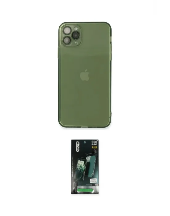 ieg™ iPhone 11 Pro Max Kılıf Ahenk Doku - Siyah 360 Mat Full Body Arka Koruyucu