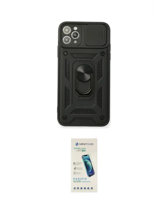 ieg™ iPhone 11 Pro Max Kılıf Ahenk Klasik - Şeffaf Pasifik Cam Ekran Koruyucu
