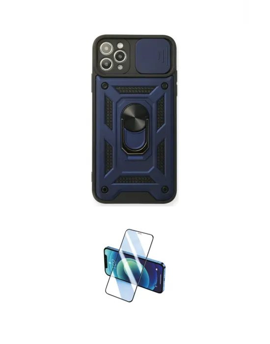 ieg™ iPhone 11 Pro Max Kılıf Ahenk Klasik - Siyah 3D Antistatik Cam Ekran Koruyucu