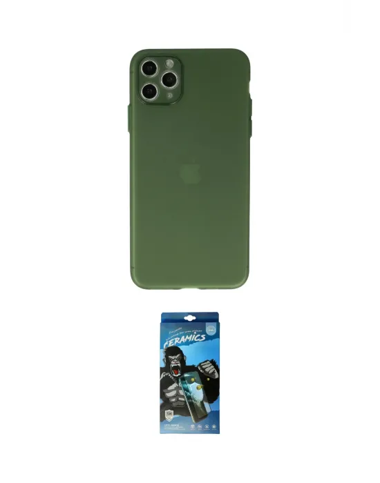ieg™ iPhone 11 Pro Max Kılıf Atlas Minimal Prime - Siyah 34D Izgaralı Cam