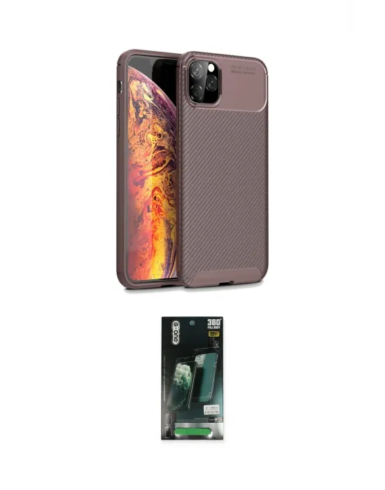 ieg™ iPhone 11 Pro Max Kılıf Eksen Form Prime - Siyah 360 Mat Full Body Arka Koruyucu