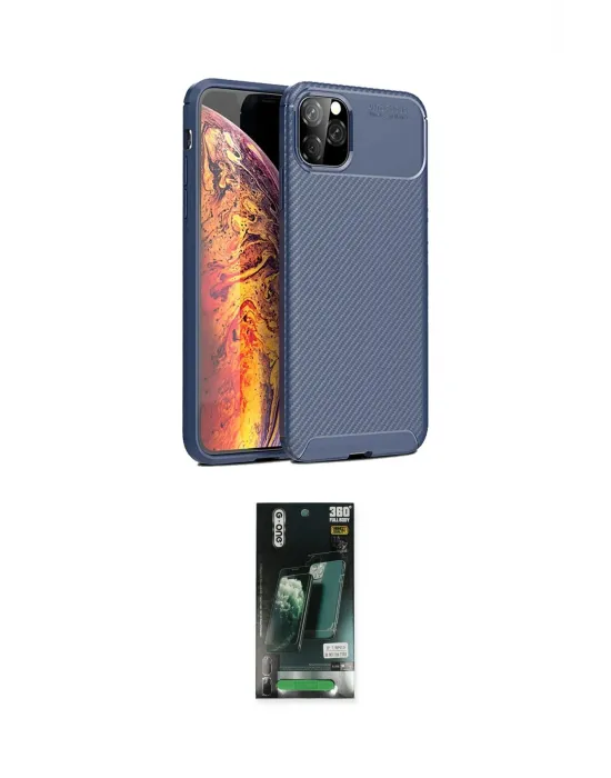 ieg™ iPhone 11 Pro Max Kılıf Eksen Form Prime - Siyah 360 Mat Full Body Arka Koruyucu