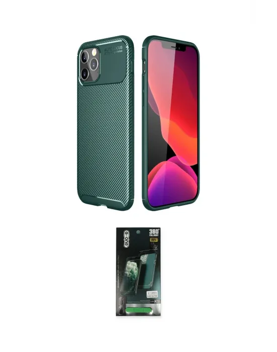 ieg™ iPhone 11 Pro Max Kılıf Eksen Form Prime - Siyah 360 Mat Full Body Arka Koruyucu