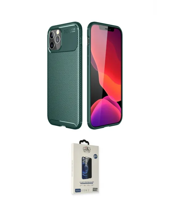 ieg™ iPhone 11 Pro Max Kılıf Eksen Form Prime - Siyah Bilvis Hayalet Cam Ekran Koruyucu
