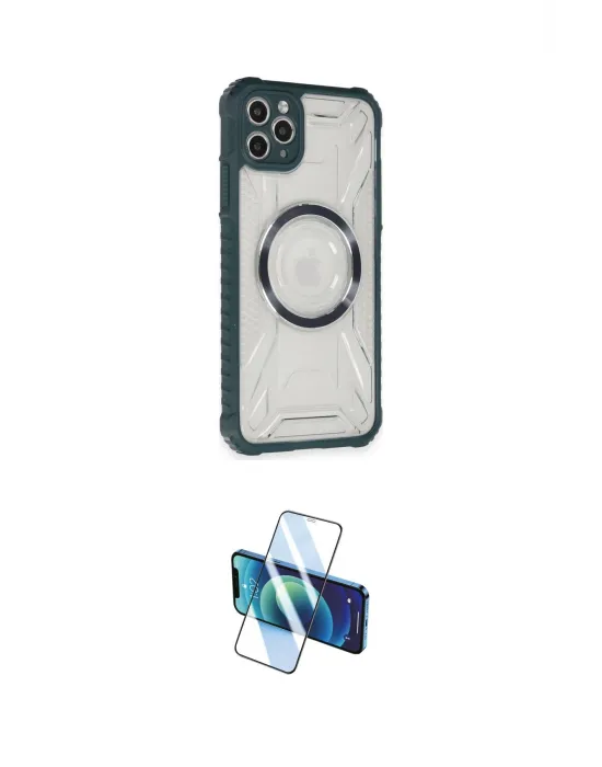 ieg™ iPhone 11 Pro Max Kılıf Kutup Modern - Siyah 3D Antistatik Cam Ekran Koruyucu